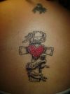 cross and heart  tattoo